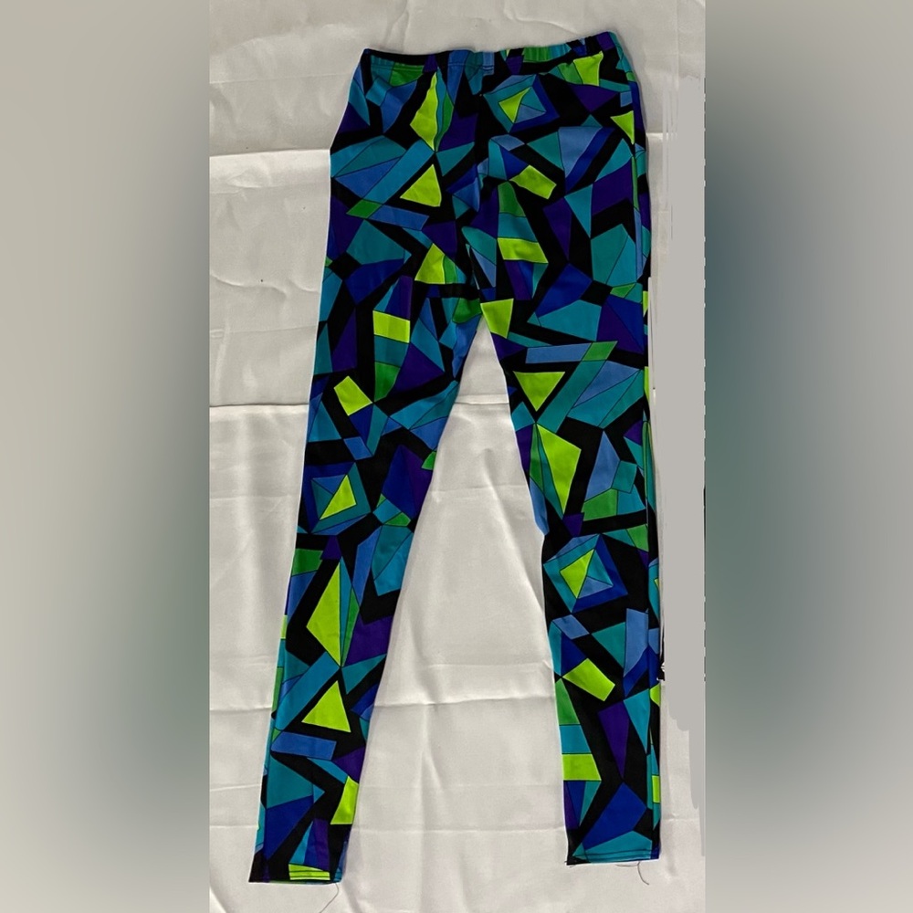 Balera Geometric Blue & Green Leggings Dance Costume Dancewear